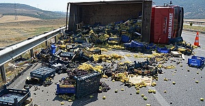 Üzüm Yüklü Kamyonet Devrildi